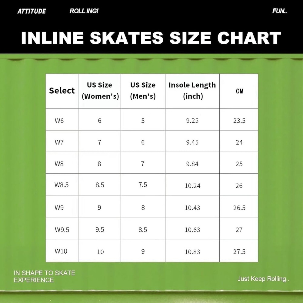 Women Girls Inline Skates Outdoor Indoor Durable Shell ABEC-7 Bearings, Size 6 - Picture 15 of 16
